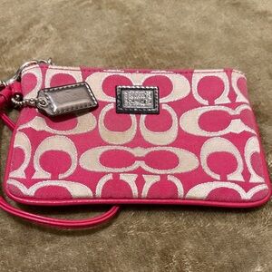 Coach Poppy Wristlet in Pink and Silver